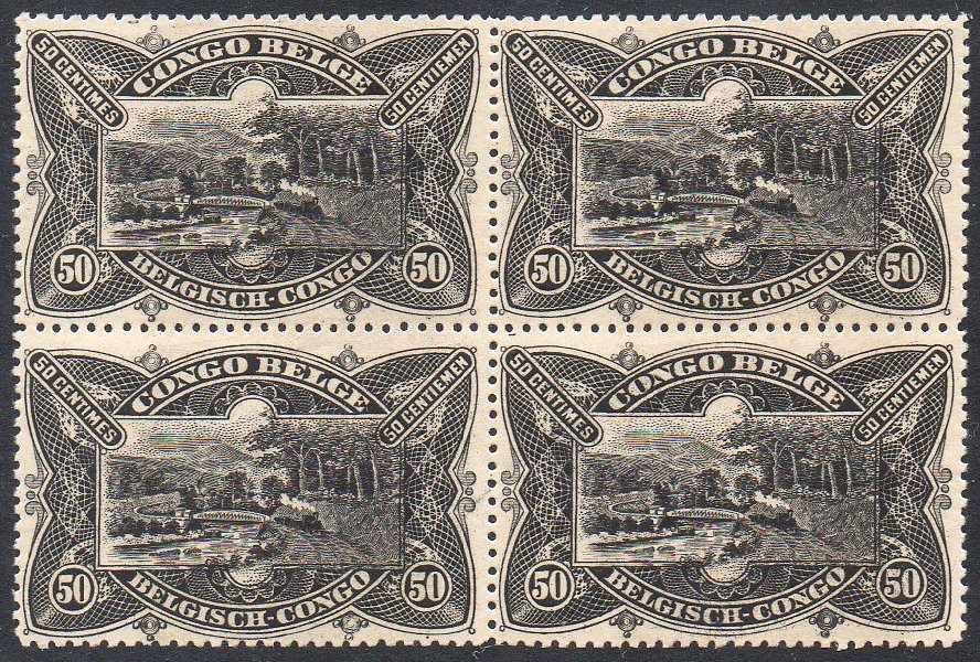 Belgian Congo Belge 50c Mols train on bridge